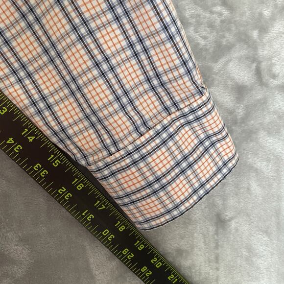 IZOD Saltwater Shirt Mens XL Button Down Relaxed Classic Beach Plaid Orange - Picture 8 of 8